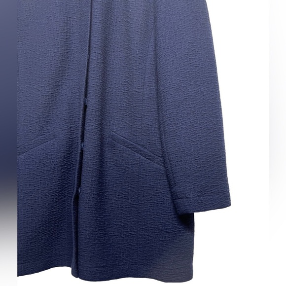 EILEEN FISHER PETITE Stand Collar Front Snap Jacket Blue - Picture 5 of 9